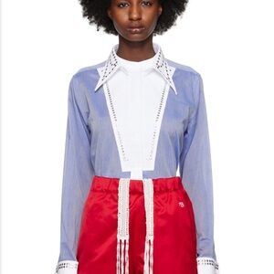 Wales Bonner stud-embellished bib shirt size 40